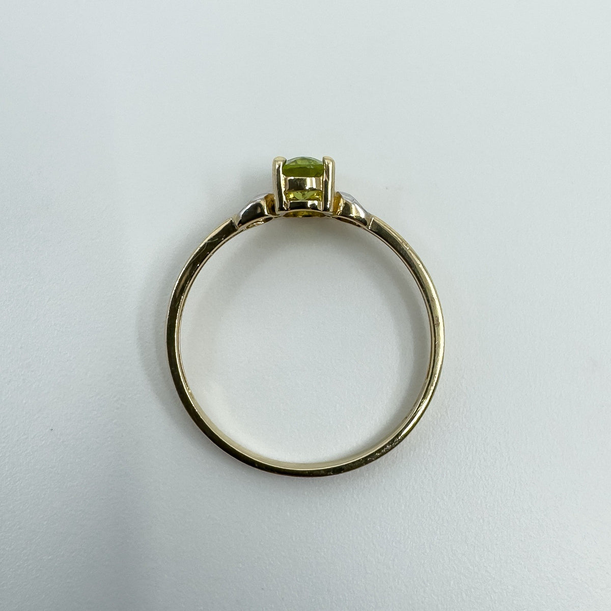9ct Yellow Gold 0.40ct Peridot Solitaire Ring 375 Size L Engagement Stacking