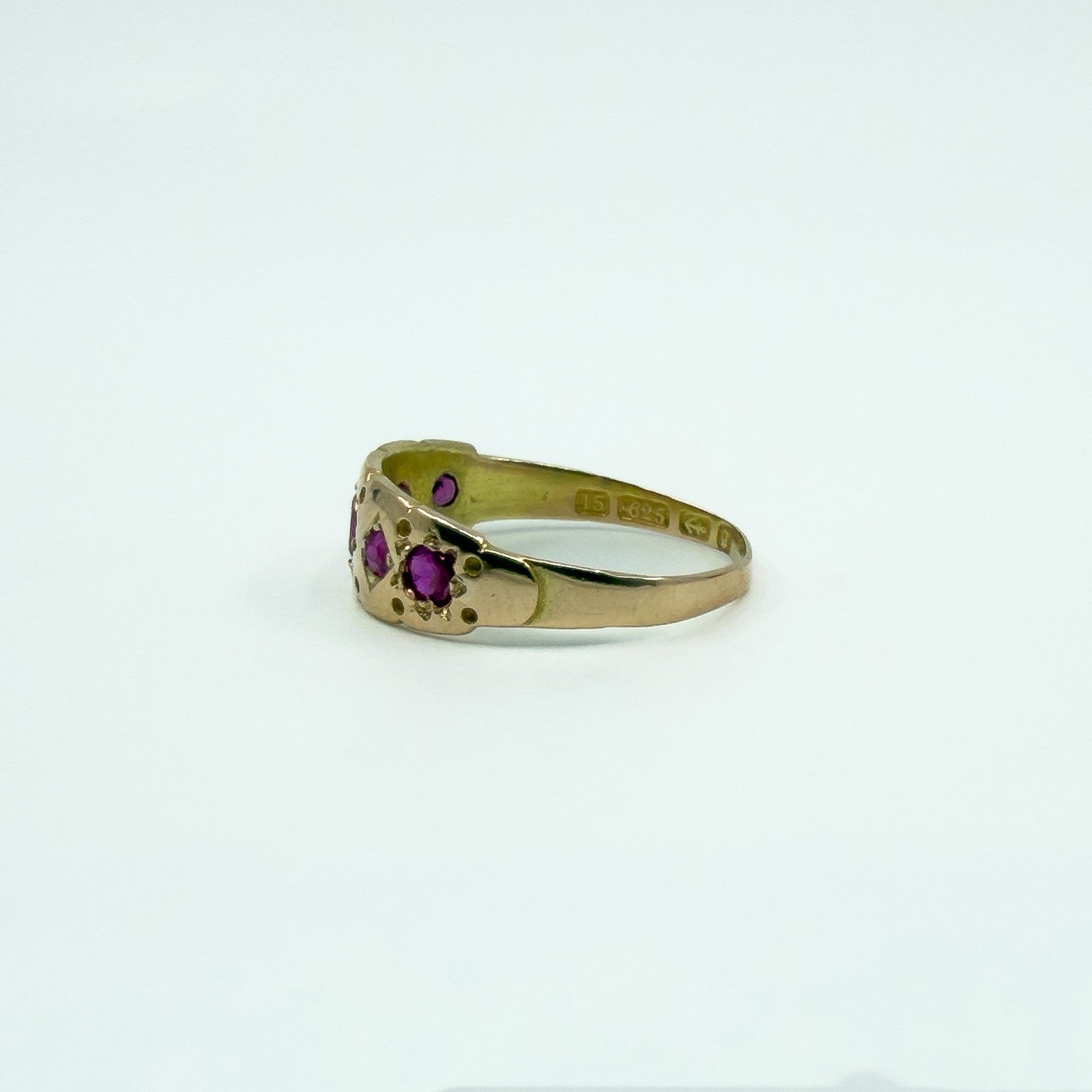 Rare Antique 15ct Rose Gold Natural Ruby Ring 625 Size M (Birm 1881)