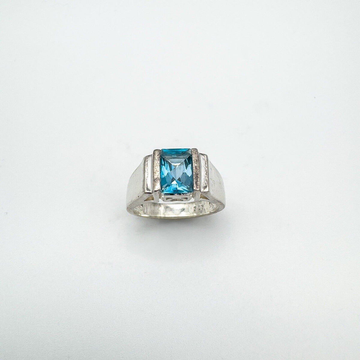 1.5ct Blue Topaz Solitaire Ring Sterling Silver 925 Size K Engagement Stacking
