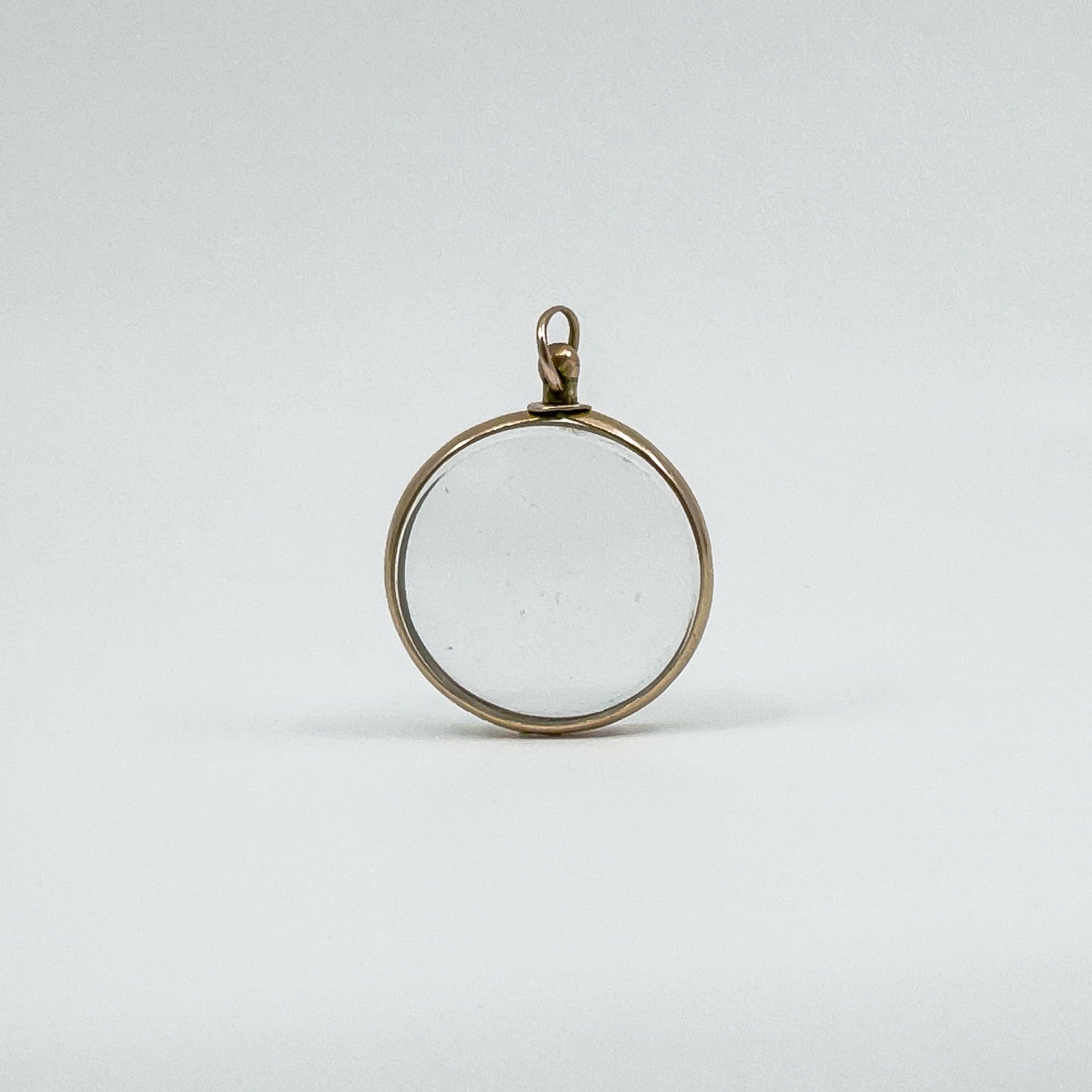 Antique 9ct Rose Gold Small Double Sided Glass Locket (Chester 1900)