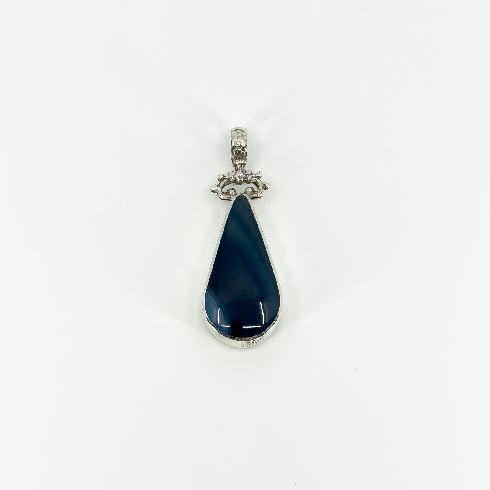 Chunky Vintage Double Sided Blue Agate & MOP Pendant 925 by David Scott Walker