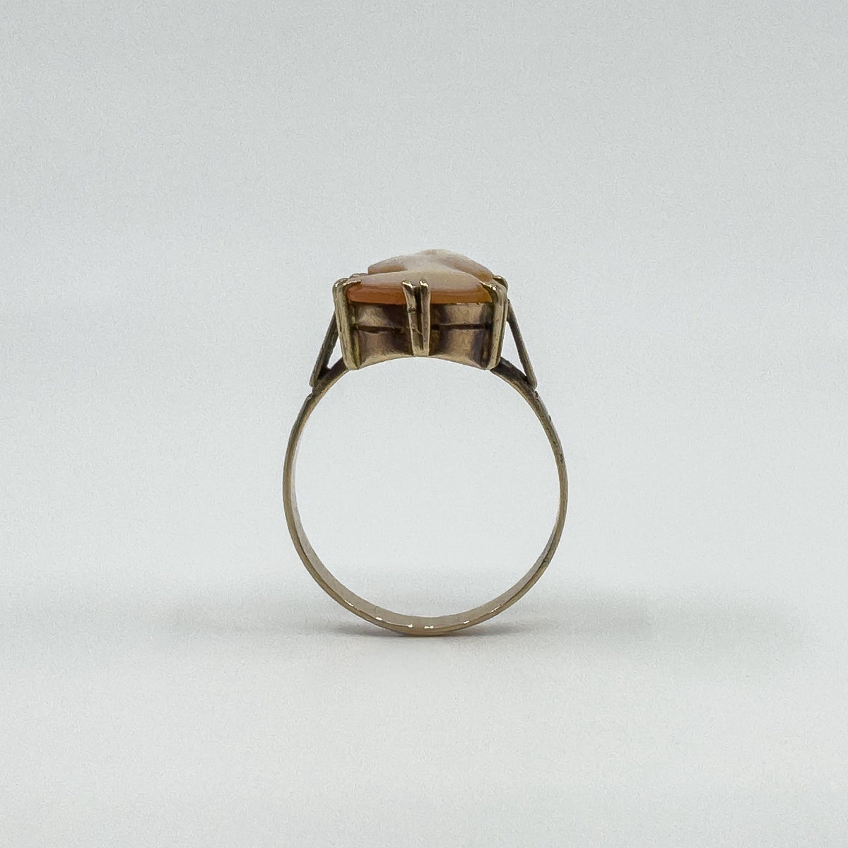 Vintage 9ct Gold Large Chunky Carved Cameo Ring 375 Size P