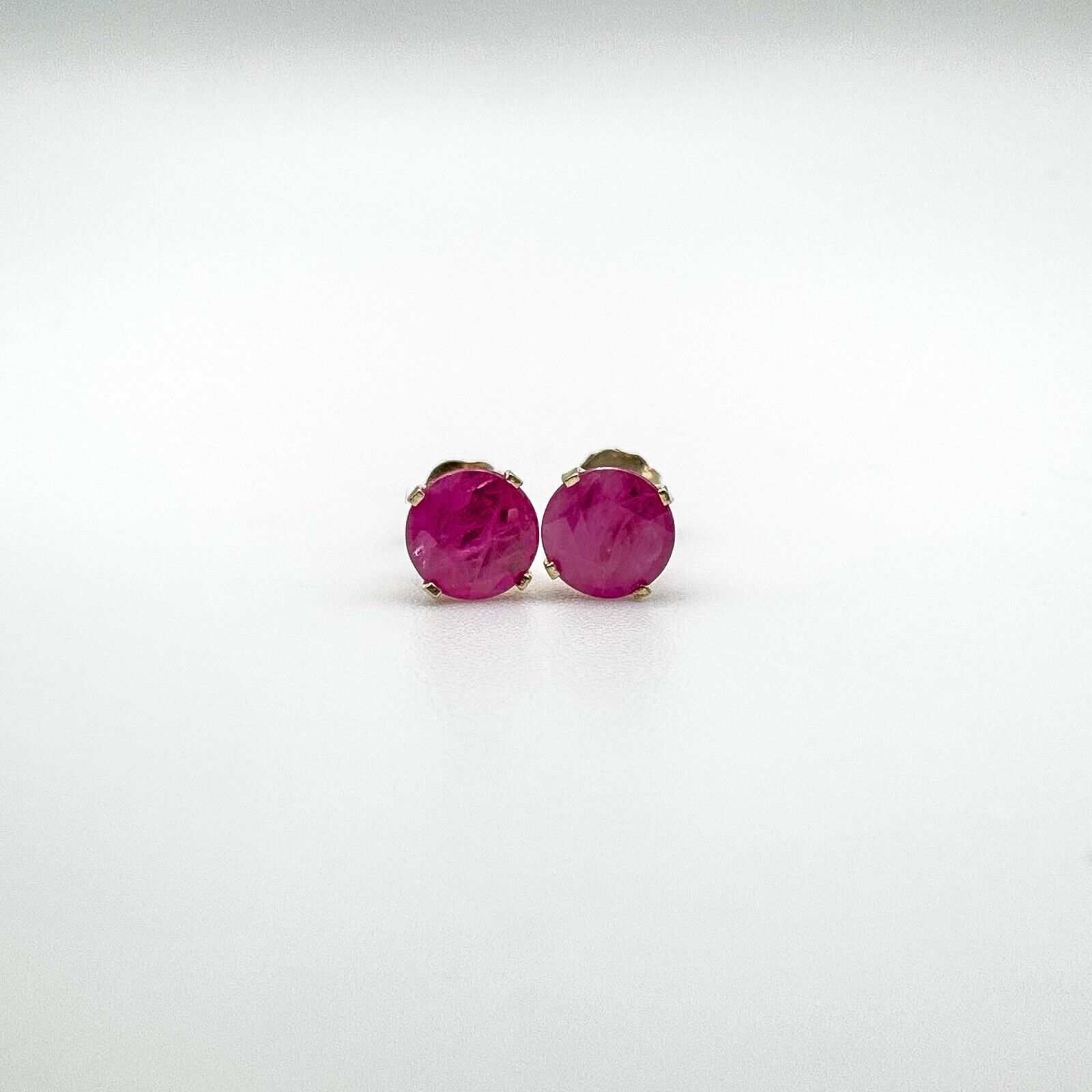 14ct Gold 1ct Ruby Solitaire Stud Earrings