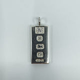 Large Chunky Vintage Sterling Silver Ingot Pendant (Sheffield 1976) 31g