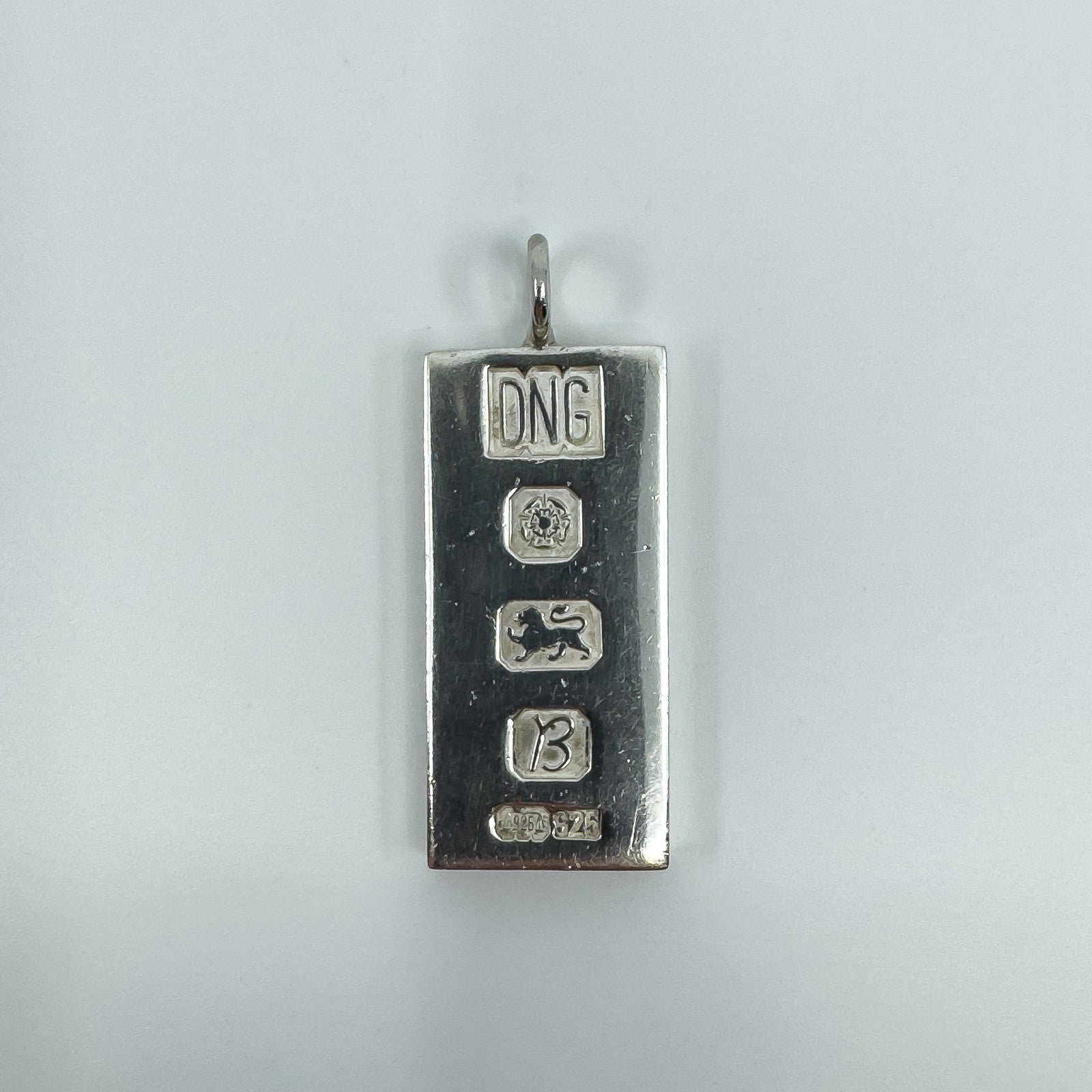 Large Chunky Vintage Sterling Silver Ingot Pendant (Sheffield 1976) 31g