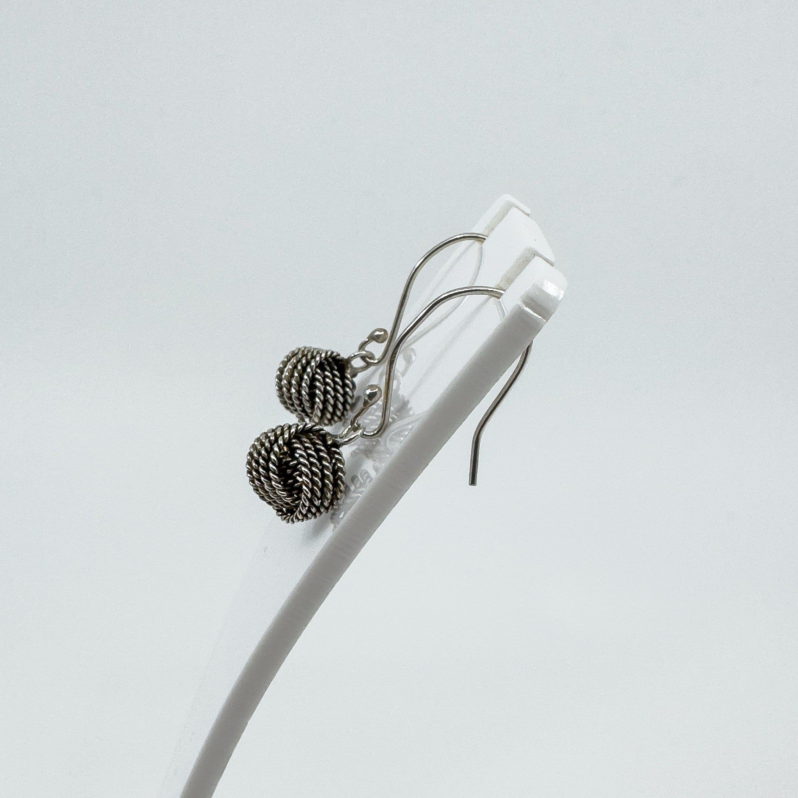 Sterling Silver Lovers Knot Drop Earrings on Shepherd Hooks 925