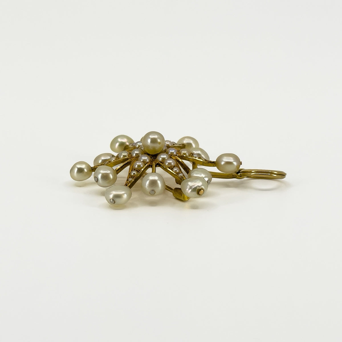 Large Vintage 18ct Gold Celestial Star Pearl Brooch / Pendant 750