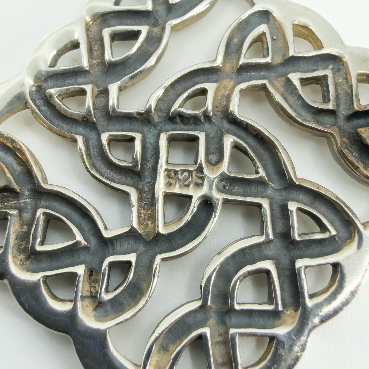 Vintage Sterling Silver Square Celtic Brooch 925