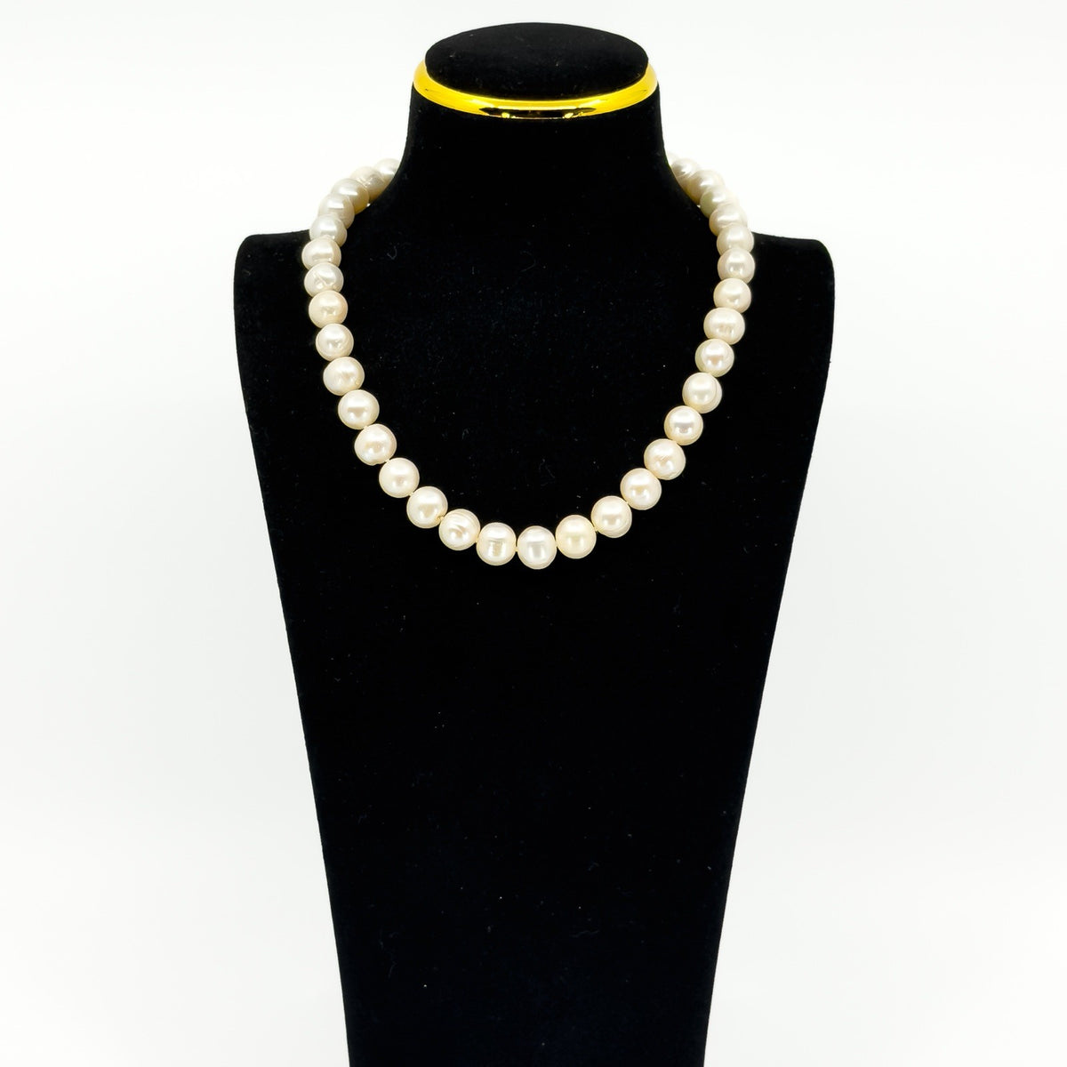 Sterling Silver Chunky White 11.7mm Baroque Freshwater Pearl 17.5" Necklace 925