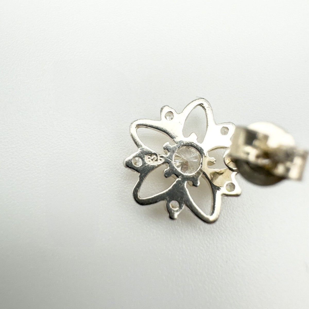 CZ Star Set Stud Earrings in Sterling Silver 925