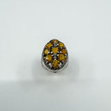 Huge Chunky Sterling Silver 4.50ct Citrine & Marcasite Cocktail Ring Size O - P
