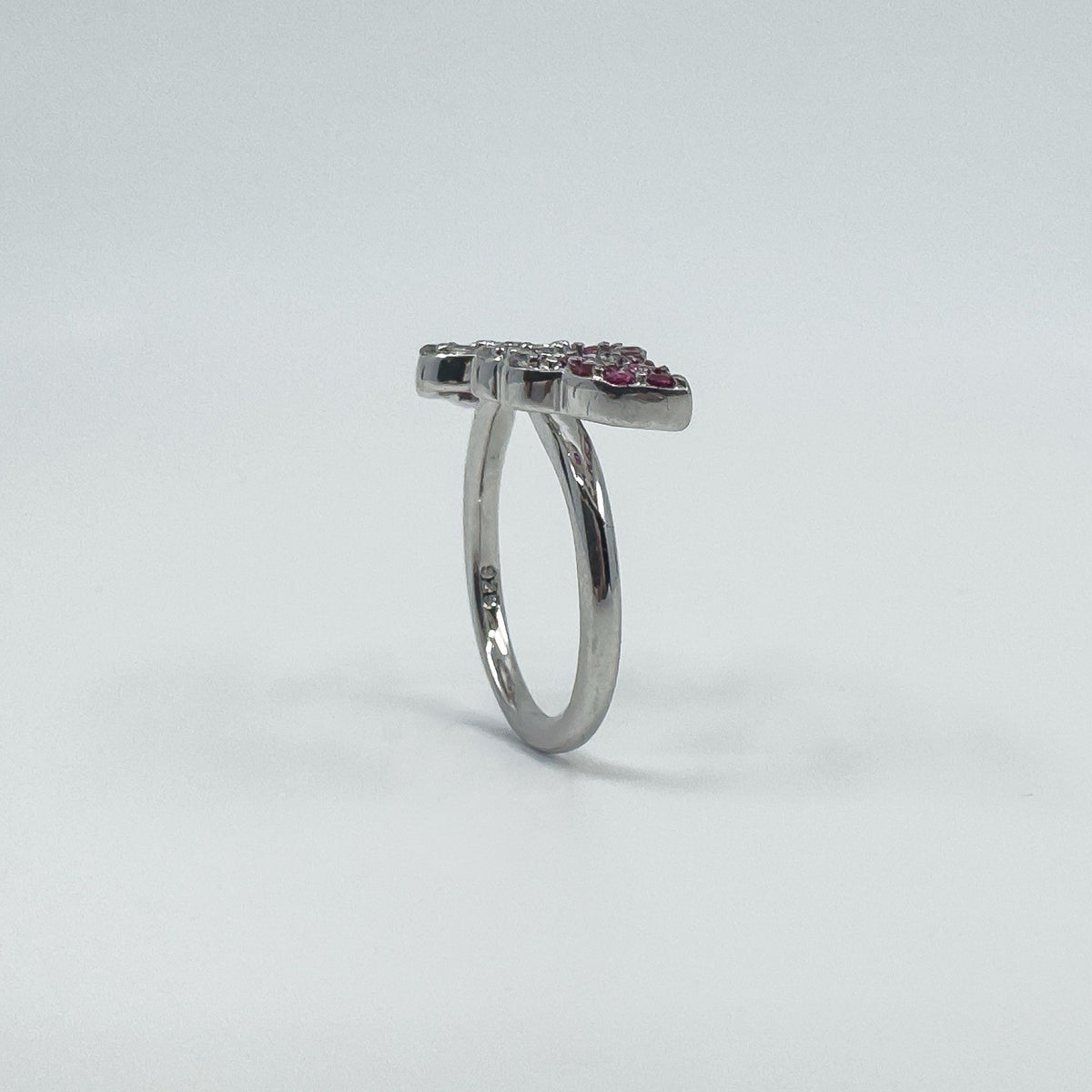 New Sterling Silver Ruby Double Angel Wings Ring 925 Size N - O