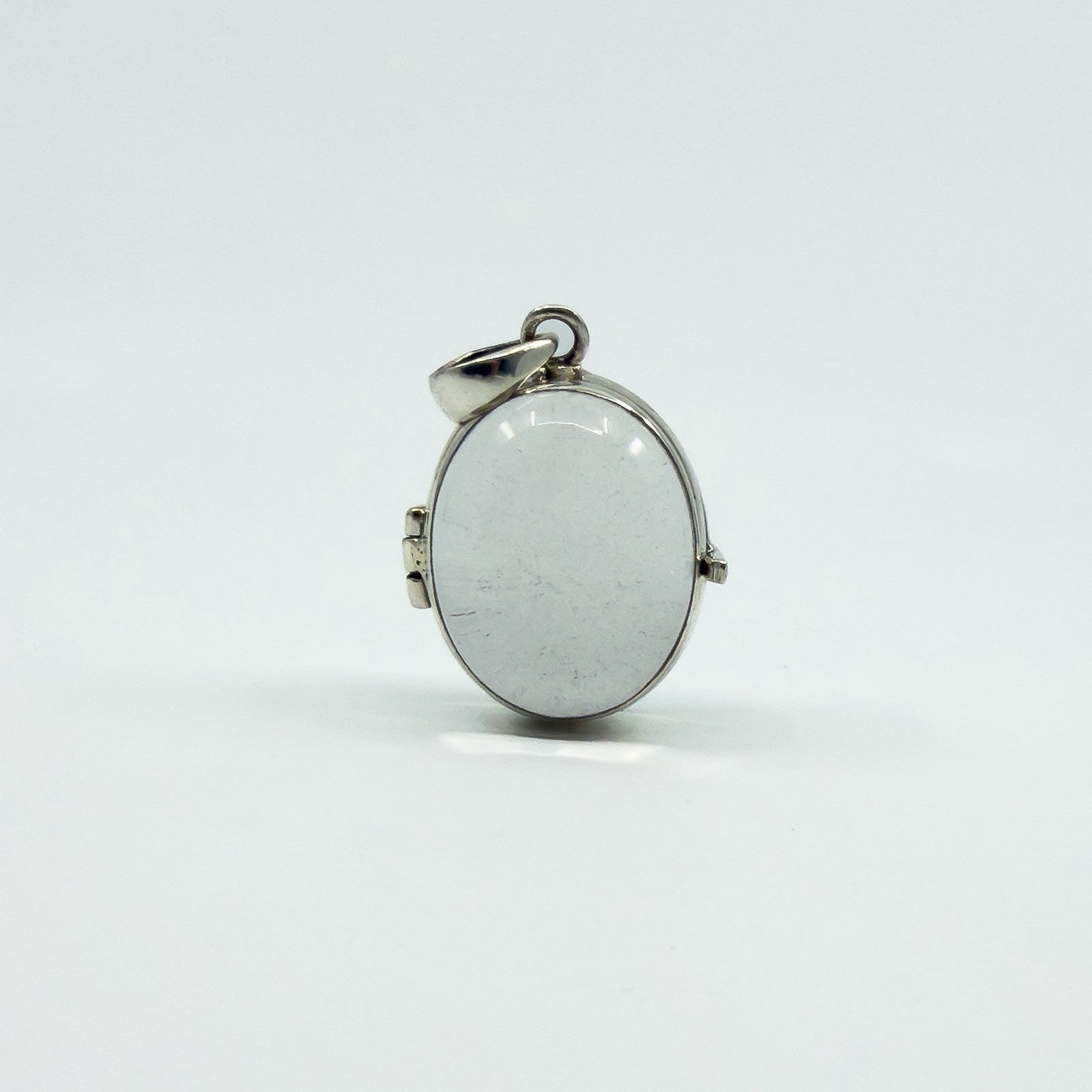 Large Chunky Sterling Silver Oval Double Sided Glass Orb Photo Locket 925