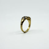 Antique Art Deco 18ct Gold Sapphire & Old Cut Diamond Half Hoop Ring 750 Size P