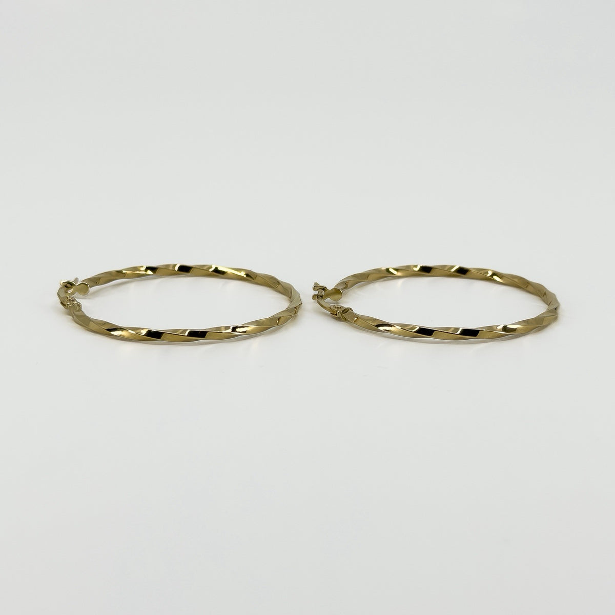 Large Vintage 9ct Gold Twisted Hoop Earrings 375
