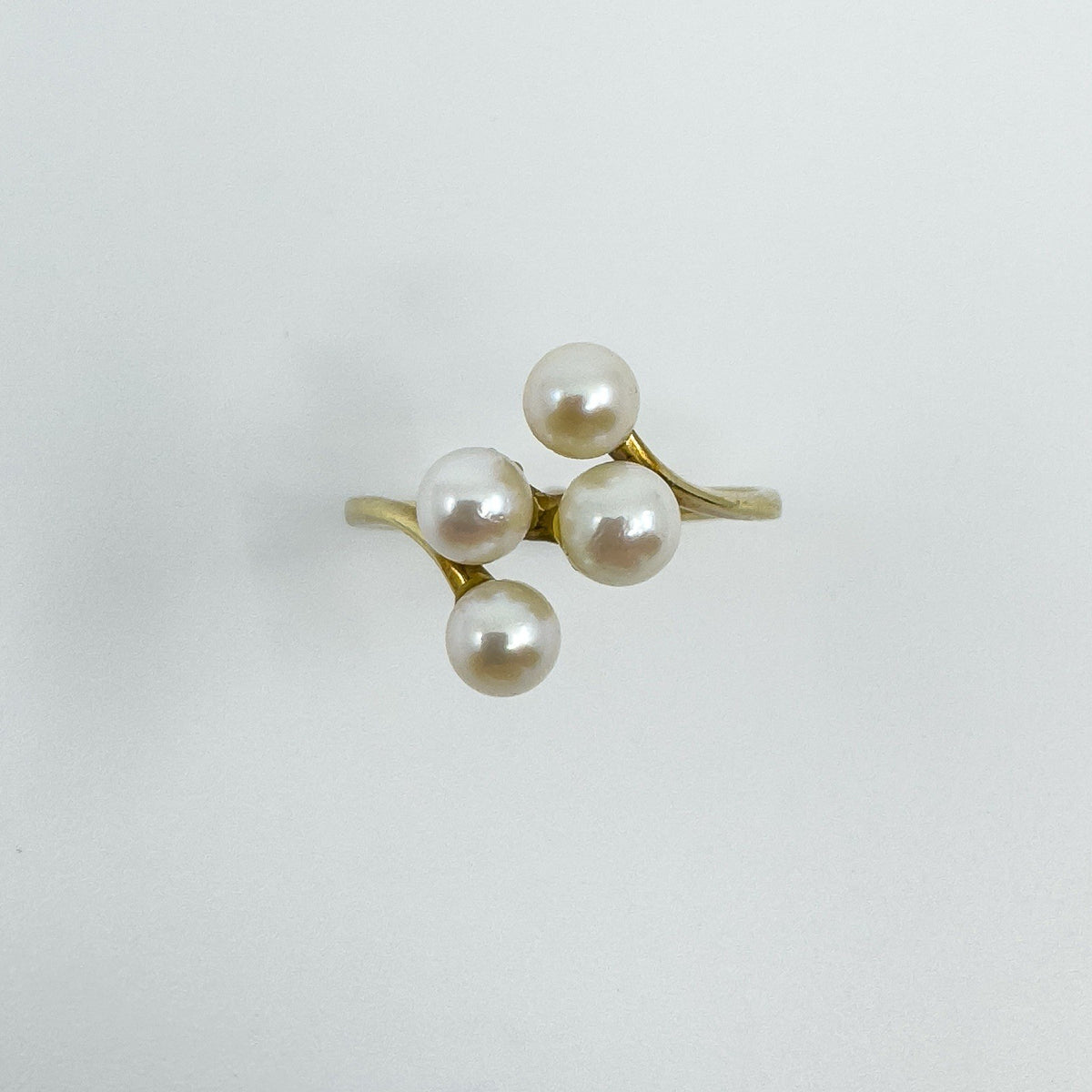 Vintage 9ct Gold 4x Pearl Ring 375 Size P