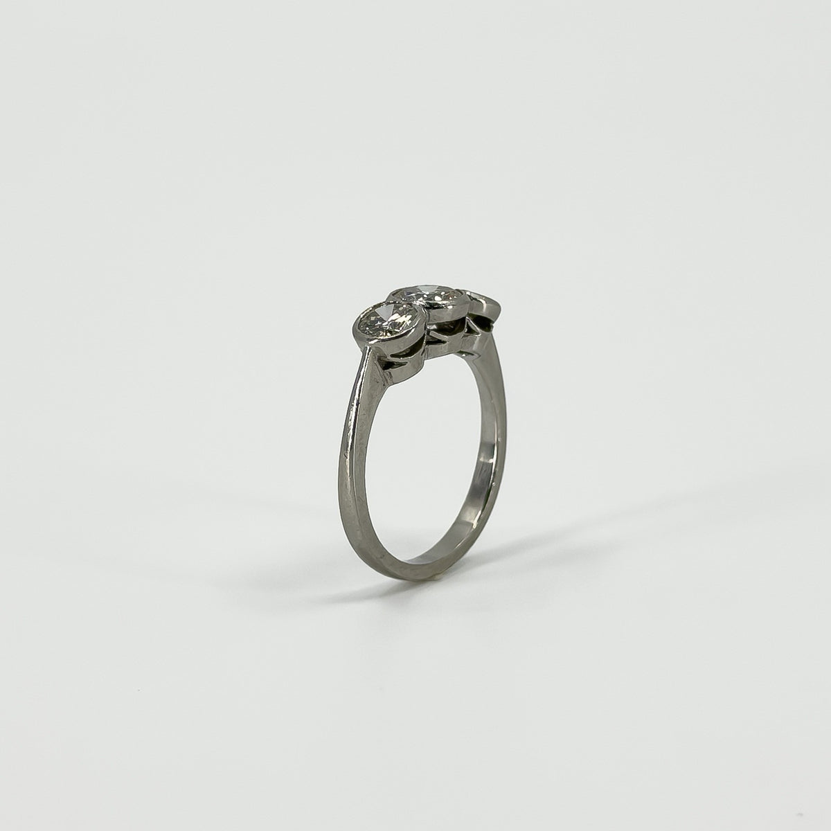 Vintage Platinum 1.60ct Diamond Trilogy Ring 950 Size L