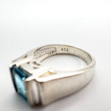 1.5ct Blue Topaz Solitaire Ring Sterling Silver 925 Size K Engagement Stacking