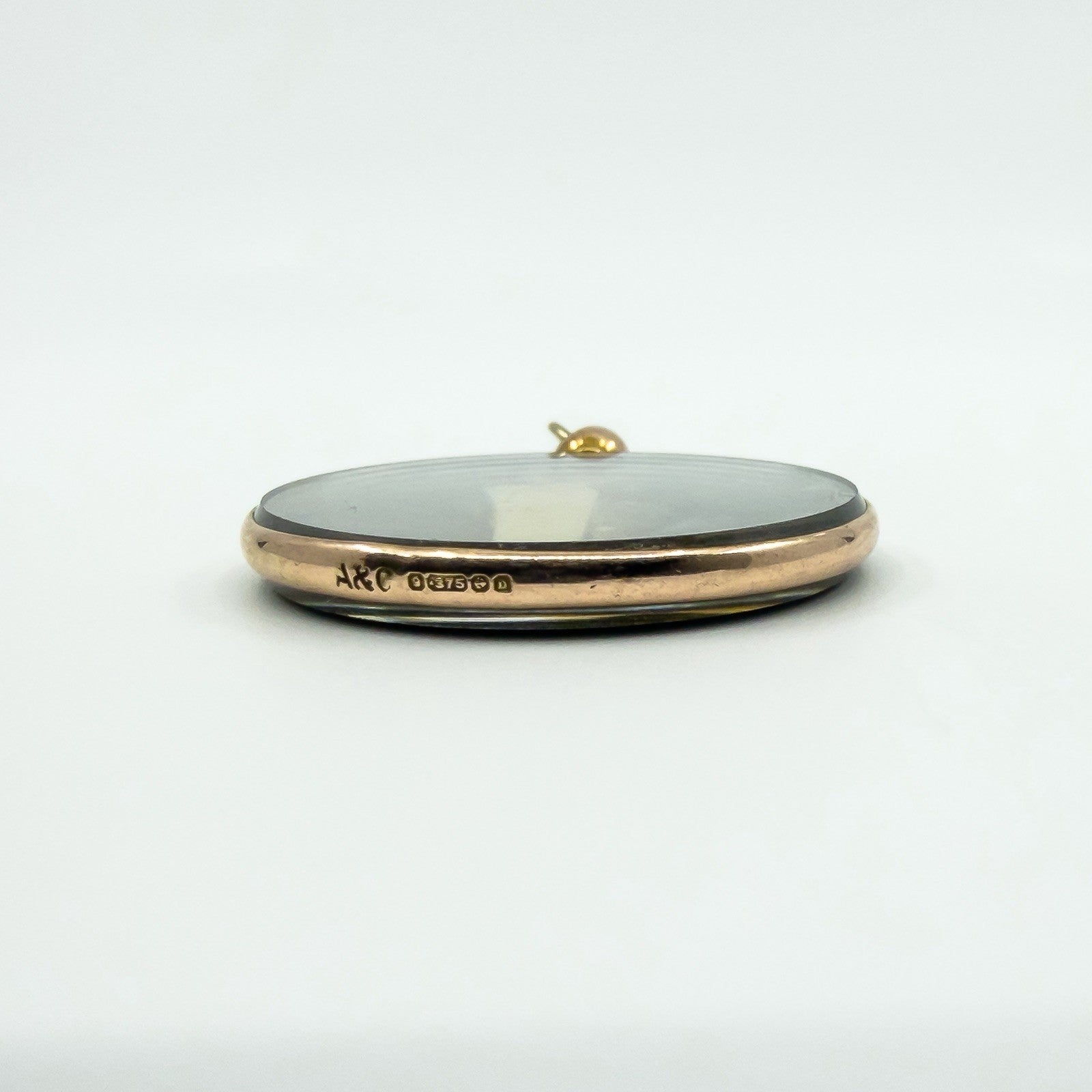 Large Antique 9ct Rose Gold Double Sided Glass Photo Locket 375 (Birm 1912)