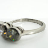 Vintage Platinum 1.60ct Diamond Trilogy Ring 950 Size L