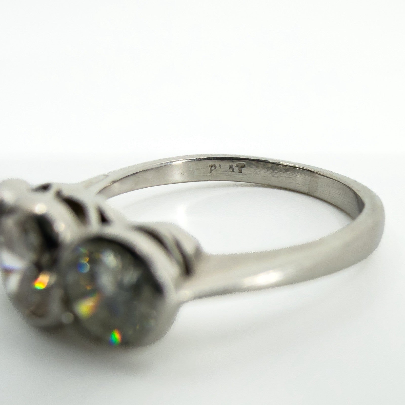 Vintage Platinum 1.60ct Diamond Trilogy Ring 950 Size L
