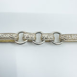 Vintage Sterling Silver Fancy Link Engraved T-Bar & Dog Clip 8” Bracelet 925 23g