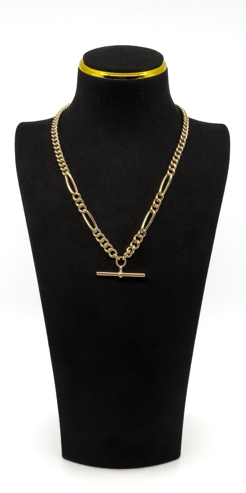 Antique 9ct Rose Gold 17.” Albert Chain Necklace Double Dog Clip T-Bar Charm 375