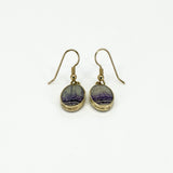 Vintage 9ct Gold Fob Earrings Blue John & Black Onyx 375 by David Scott Walker