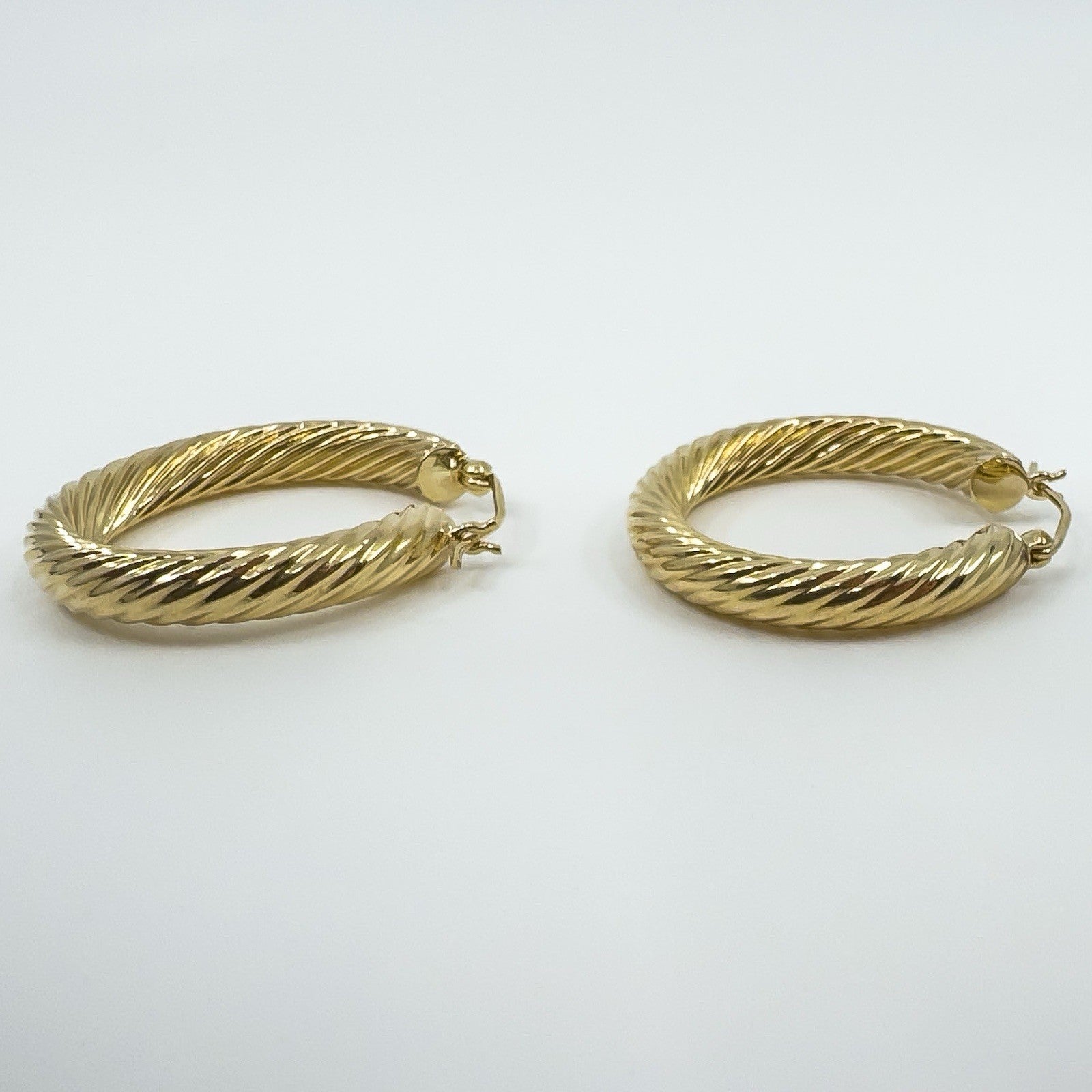 Large Vintage Chunky Twisted 9ct Gold Hoop Earrings 1991