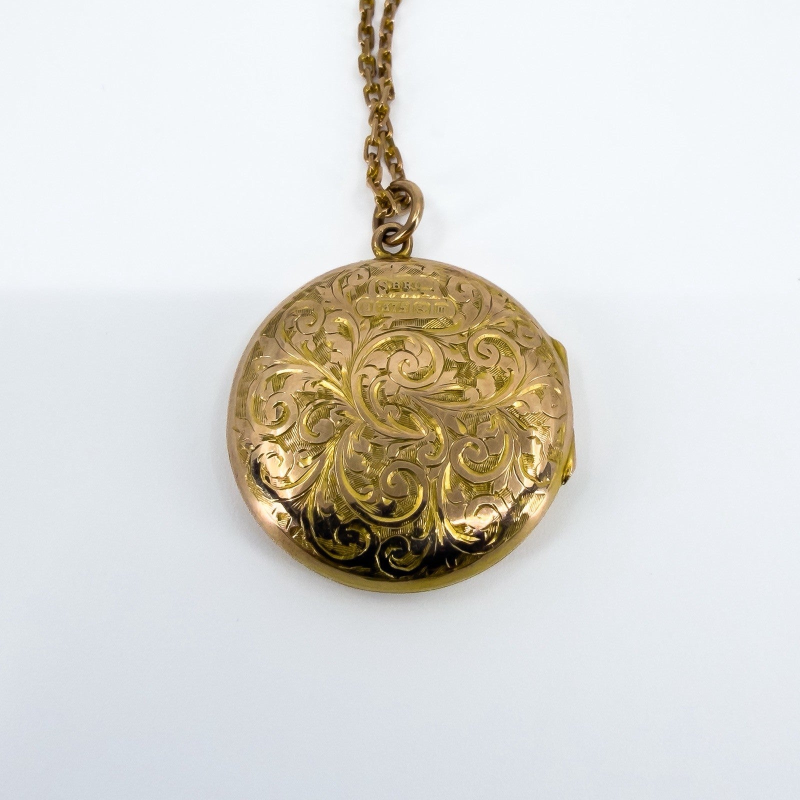 Large Antique 9ct Rose Gold Photo Locket & 19" Chain 375 (Birm 1886)