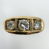 Chunky Vintage 9ct Gold 1.30ct Starburst Diamond Trilogy Ring Gypsy Band Size U
