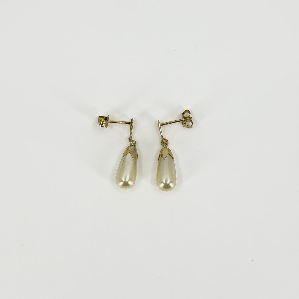 Vintage 9ct Gold Pearl Drop Earrings 375