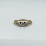 Vintage 9ct Gold 0.20ct Diamond Solitaire Ring 375 Size M Engagement 1989