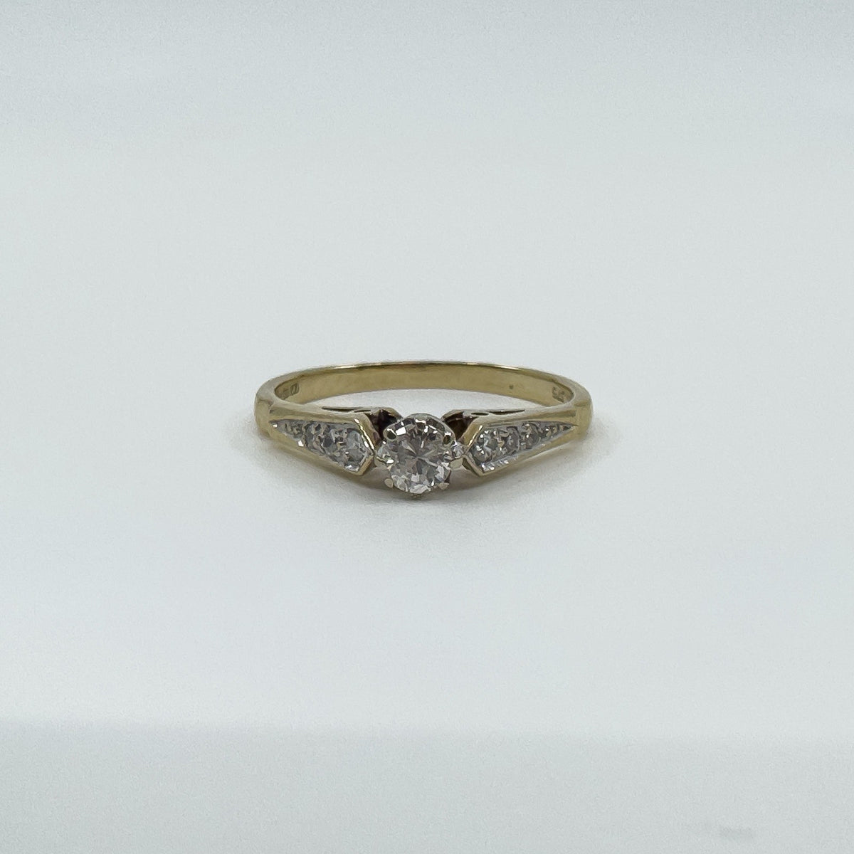 Vintage 9ct Gold 0.20ct Diamond Solitaire Ring 375 Size M Engagement 1989