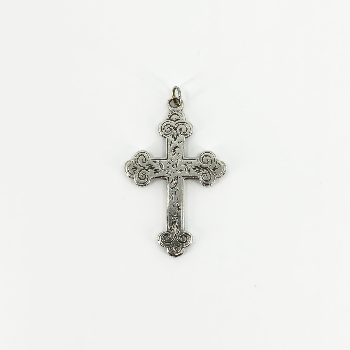 Antique Victorian (1898) Sterling Silver Engraved Christian Cross Pendant 925