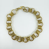 Vintage 9ct Gold Chunky Fancy Links 8” Bracelet 375 (London 1974) 14g