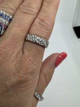 Wide Chunky Platinum Diamond Band / Ring 950 Size L - M
