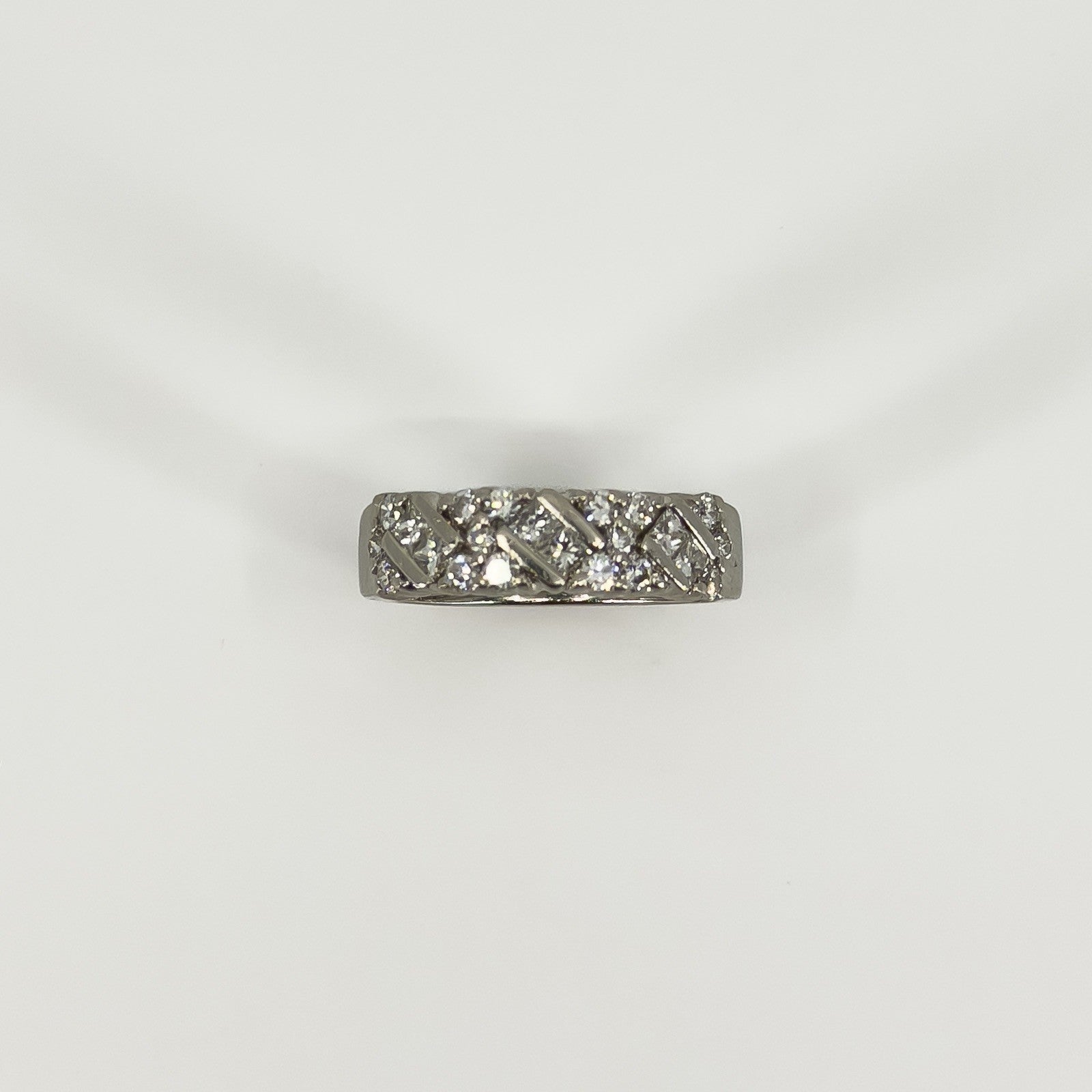Wide Chunky Platinum Diamond Band / Ring 950 Size L - M