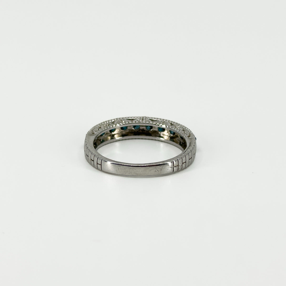 Sterling Silver 1ct Blue Diamond Half Eternity Band / Ring 925 Size R