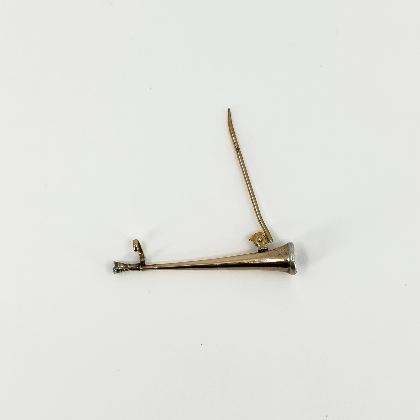 Antique Victorian 9ct Gold Trumpet / Hunting Horn Brooch 375