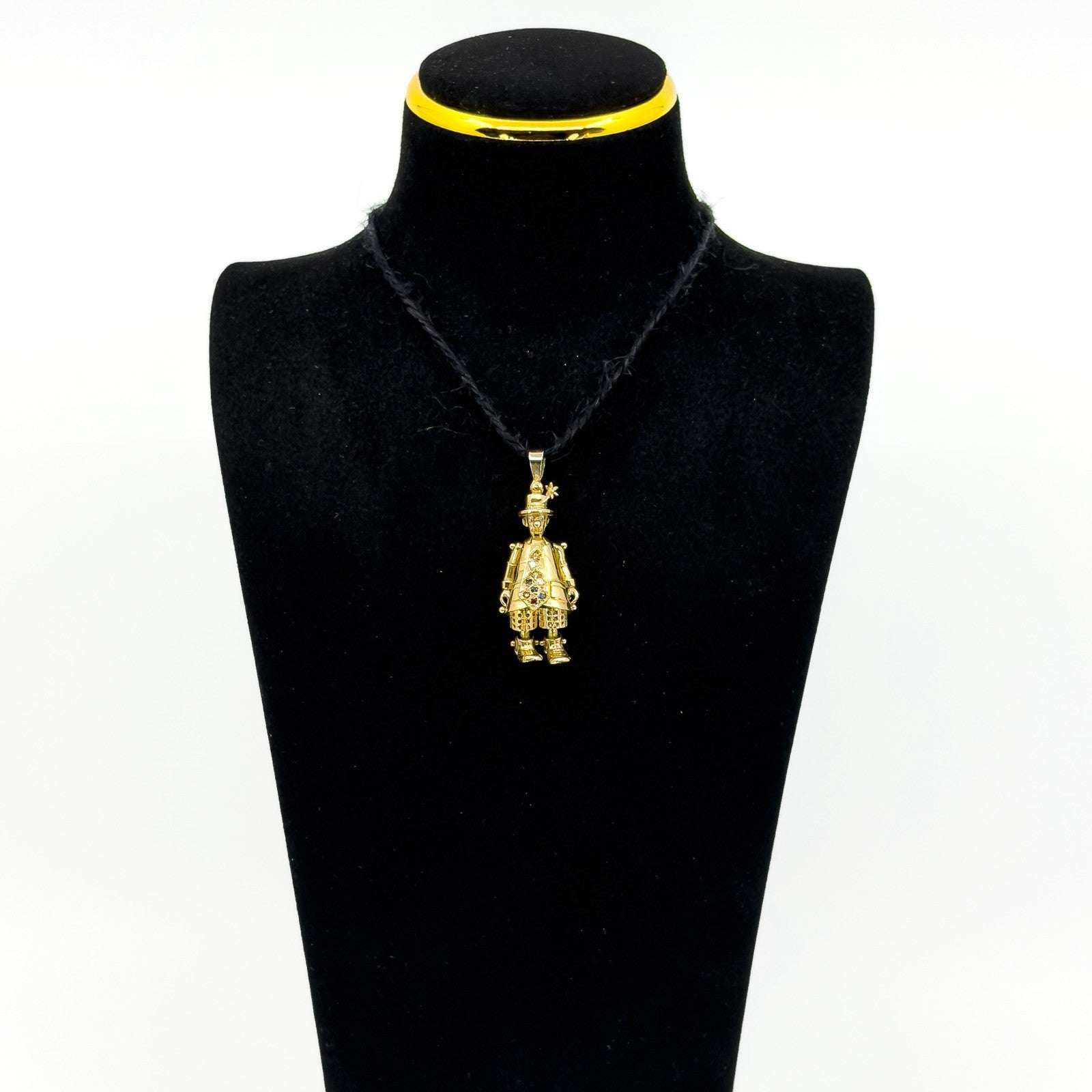 Large Chunky Vintage 9ct Gold Articulated Clown CZ Pendant 375 (1996)
