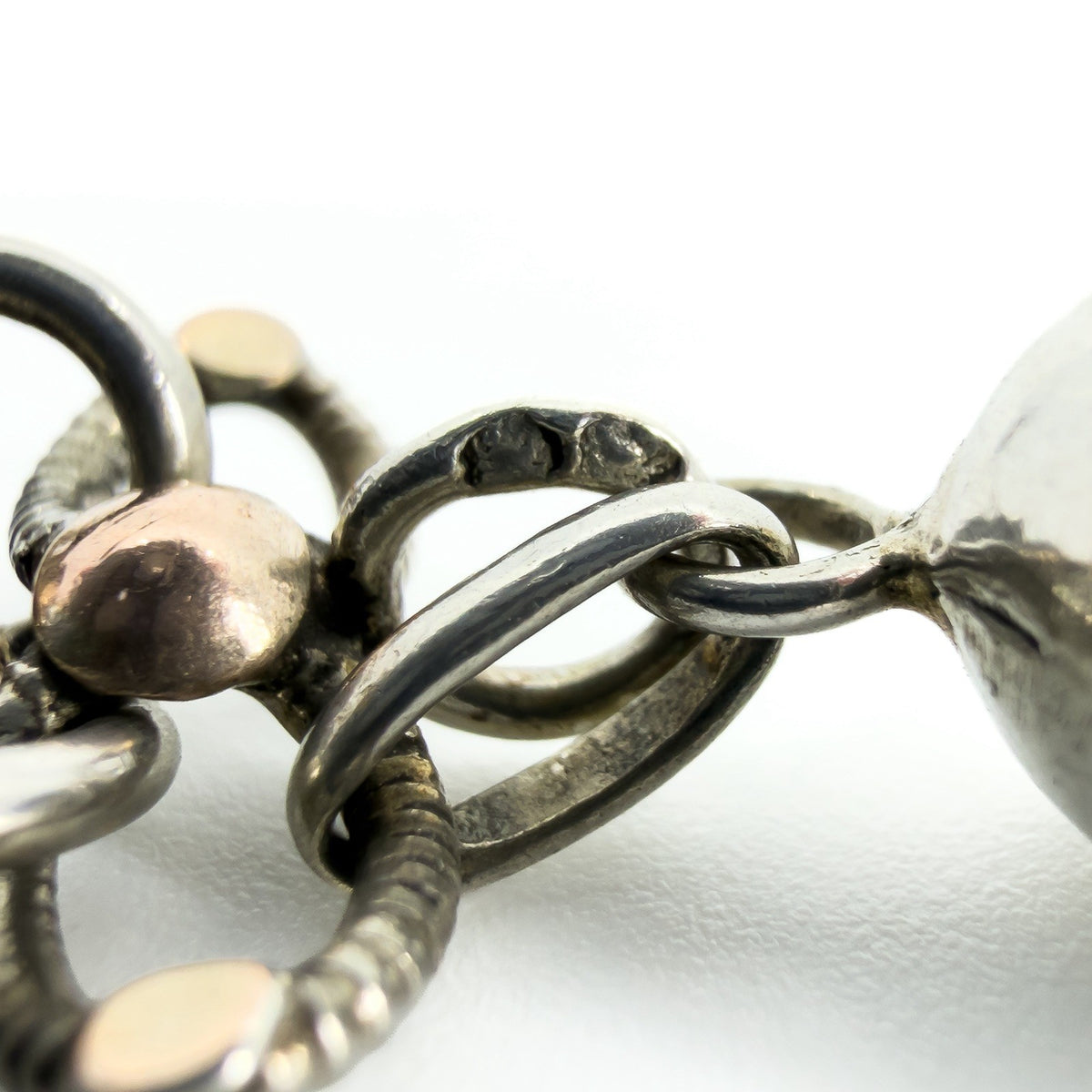 Antique Victorian Sterling Silver & Rose Gold Book Chain & Charm Bracelet 925