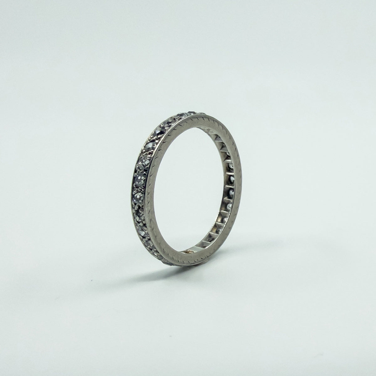 Antique Platinum Old Cut Diamond Full Eternity Band / Ring Size L - M