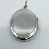 Vintage Sterling Silver Oval Engraved Photo Locket & 20” Curb Chain Necklace 925