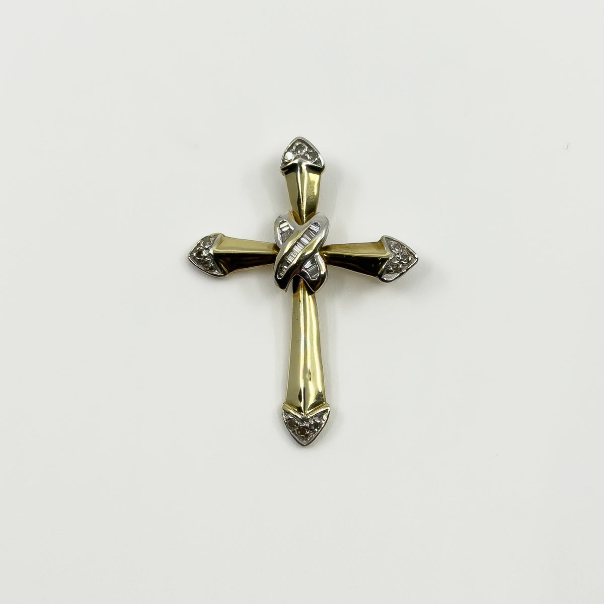 Vintage 9ct Gold Diamond Christian Cross Pendant 375