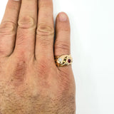 Antique 9ct Rose Gold Double Snake Diamond & Garnet Ring Size U (Chester 1909)