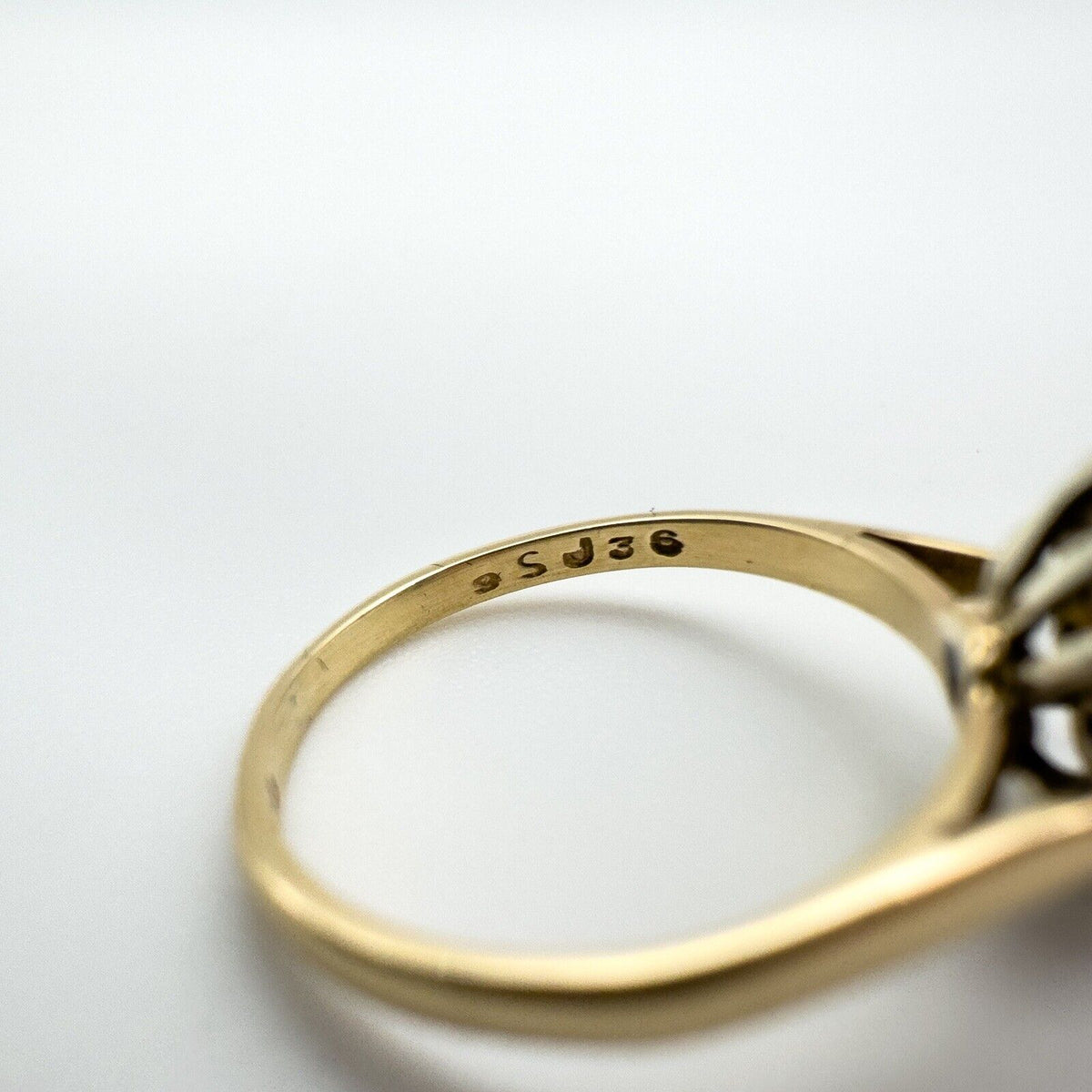 Vintage 9ct Gold Sapphire & Diamond Engagement Stacking Ring Size I - J