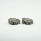 9ct White Gold Small Diamond Cut Huggie Hoop Earrings 375