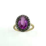 Antique / Art Deco 14ct Gold Pink Sapphire & Rose Cut Diamond Ring 585 Size O