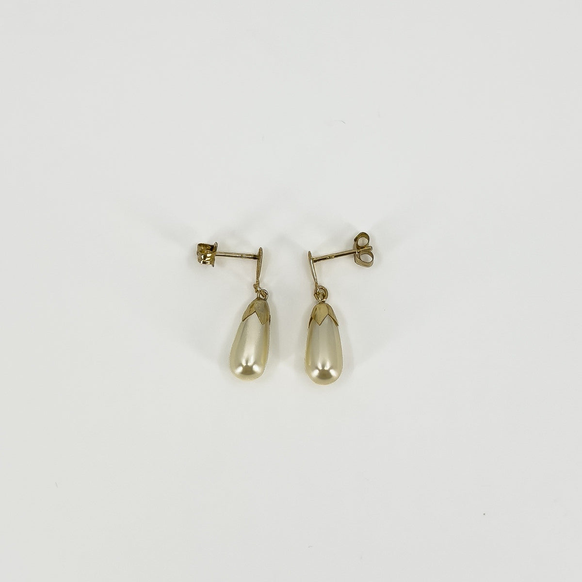 Vintage 9ct Gold Pearl Drop Earrings 375
